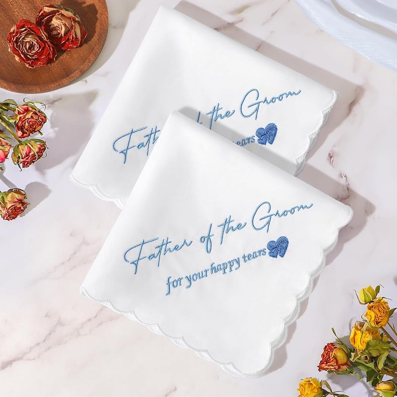 PACGOTH Store Mother of the Bride Handkerchiefs Happy Tear Wedding Handkerchiefs Something Blue Gifts On Wedding Day Keepsake Hankies - Image 3